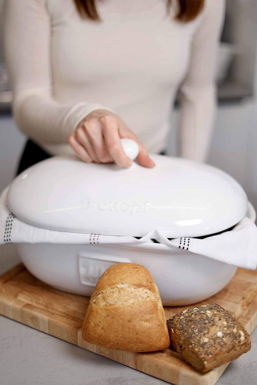 Carl Tode Brottopf Steingut weiß 36,5 cm – oval, Luftlöcher, ofenfest, spülmaschinenfest