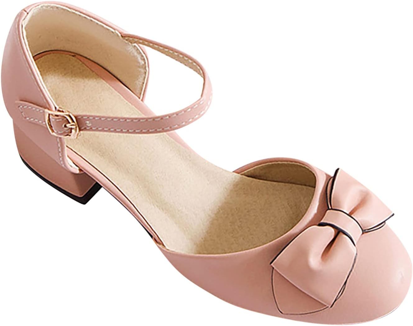 Girls Sandals Princess Shoes Girls Closed Toe Low Heel Party Shoes Chunky Block Heel Sandals for Weddings and Daily