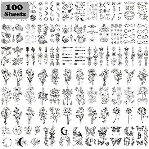 Acevegue 100 Sheets Temporary Tattoos Set Cover