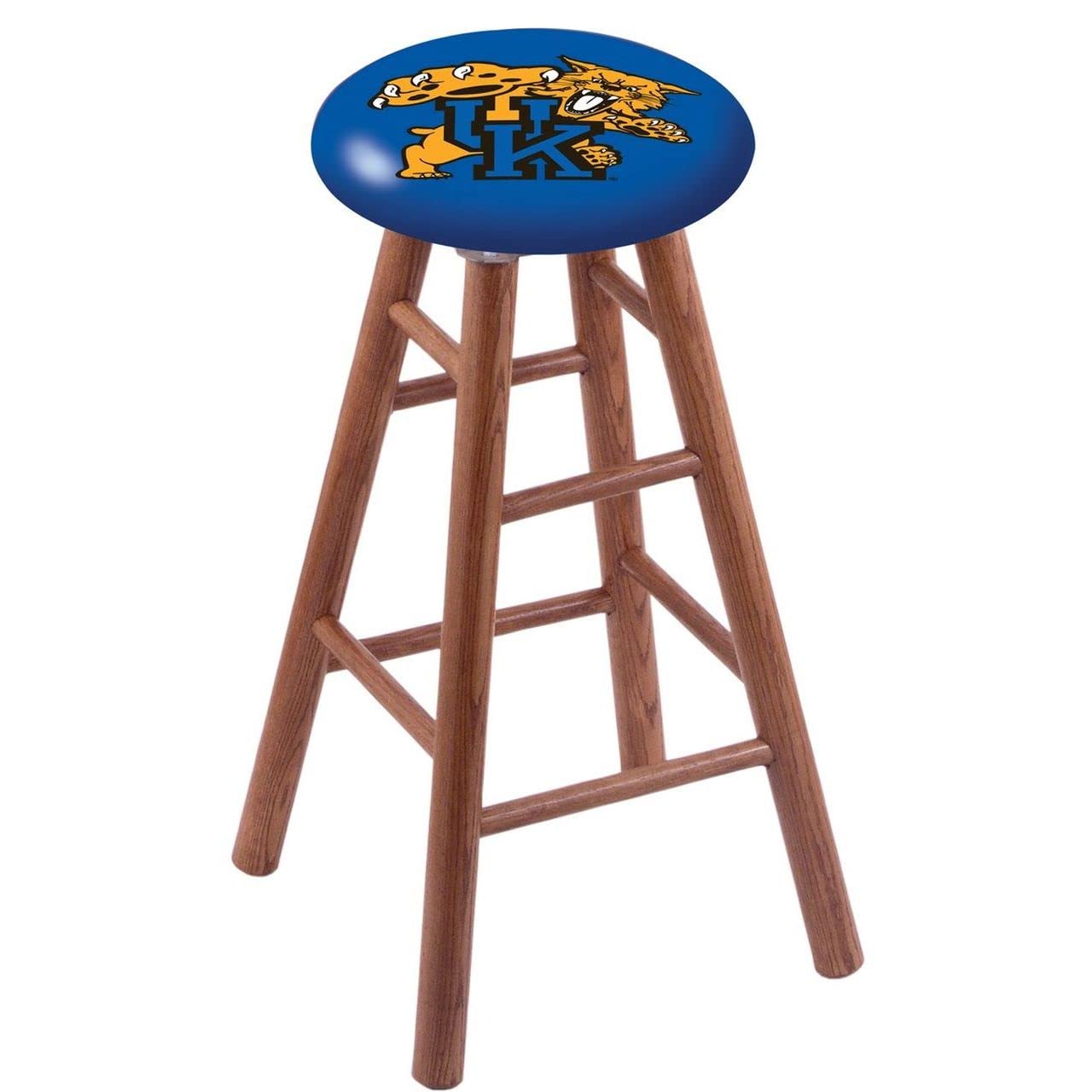 Holland Bar Stool Co. Oak Extra Tall Bar Stool in Medium Finish with Kentucky Wildcat Seat by The