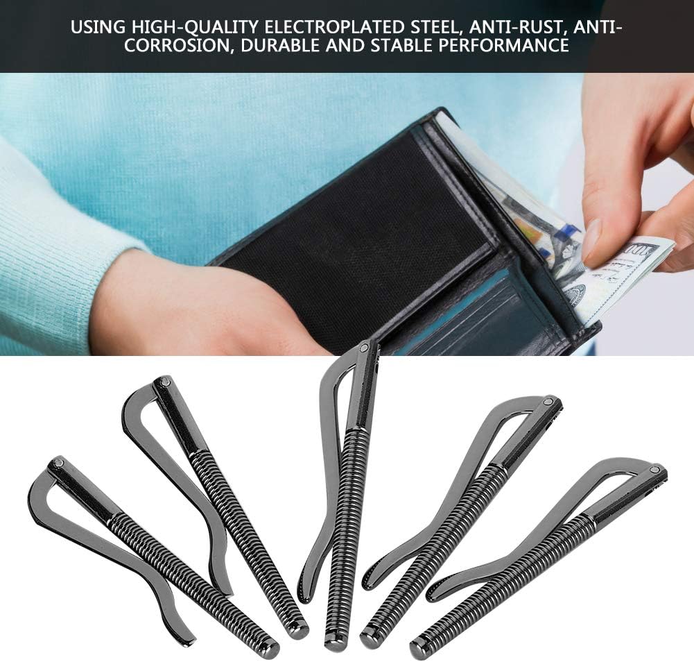 5pcs 75mm Wallet Spring Clips Spring Money Cash Clips Replacement for Bifold Leather Wallet Purse Credit Card Holder (Silver)