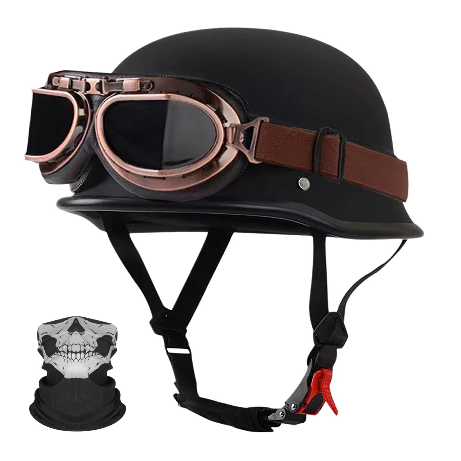 Kask motocyklowy w stylu vintage w niemieckim stylu (pół kasku), certyfikat DOT/ECE męski kask motocyklowy do cruiser, skutera, motoroweru, otwarty kask z okularami