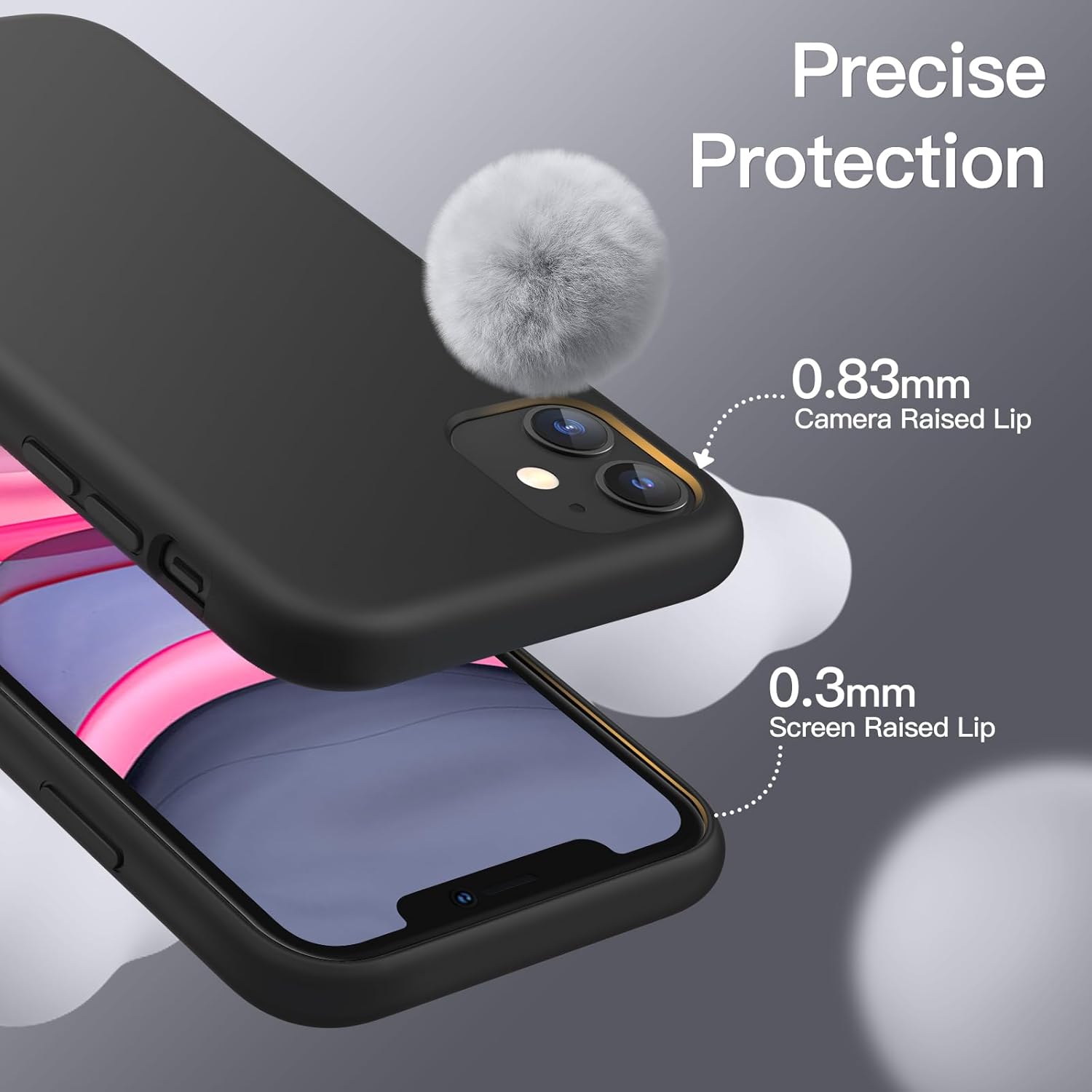 JETech Silicone Case for iPhone 11 (2019) 6.1-Inch, Silky-Soft Touch Full-Body Protective Case, Shockproof Cover with Microfiber Lining (Black)