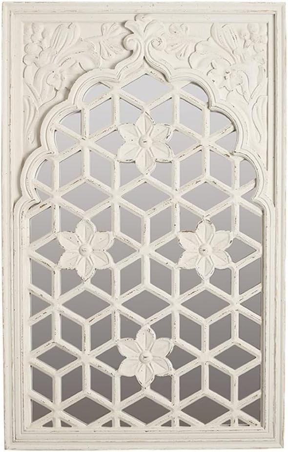 French Flower Wall Decoration Window Fake Window Frame Mirrors Solid Wood Vintage Wall Mirrors Background Wall
