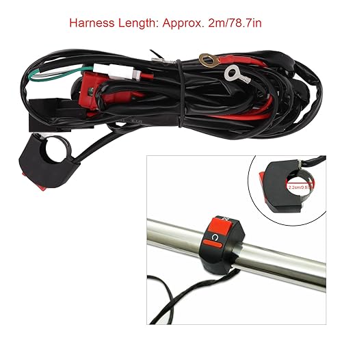 Miniatura 6 de Kit de arnés de cableado de luz LED para motocicleta, kit de arnés de cableado de barra de luz LED, interruptor de manillar de motocicleta,