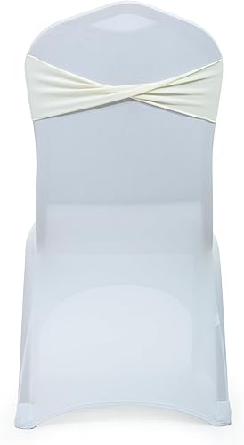 Vista 87 de MDS - Paquete de 25 bandas elásticas de elastano para silla sin hebilla, para decoración de bodas y eventos, color berenjena Berenjena,Azul