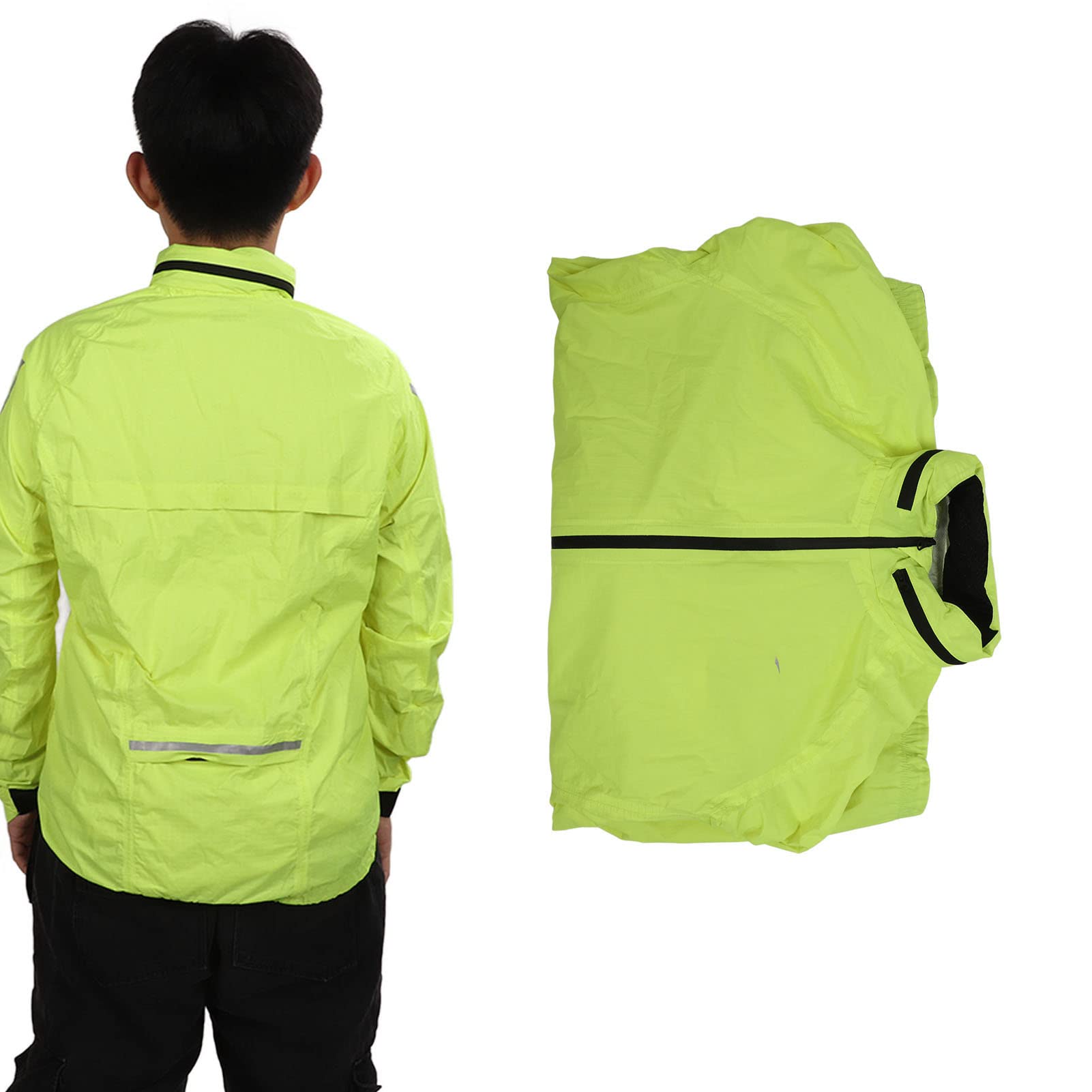 Dilwe Chubasquero, Chubasquero Ligero para Ciclismo, Impermeable y Transpirable, Amarillo Fluorescente para Hombres y Mujeres que Viajan Al Trabajo (XL)