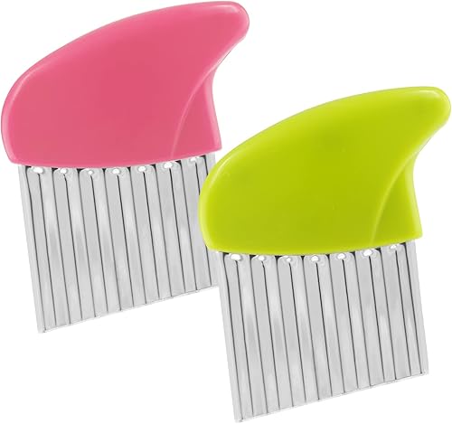 Luomorgo Paquete de 2 cuchillos de acero inoxidable para cortar papas y arrugados, cuchillo ondulado de zanahoria, cortador de papas fritas,