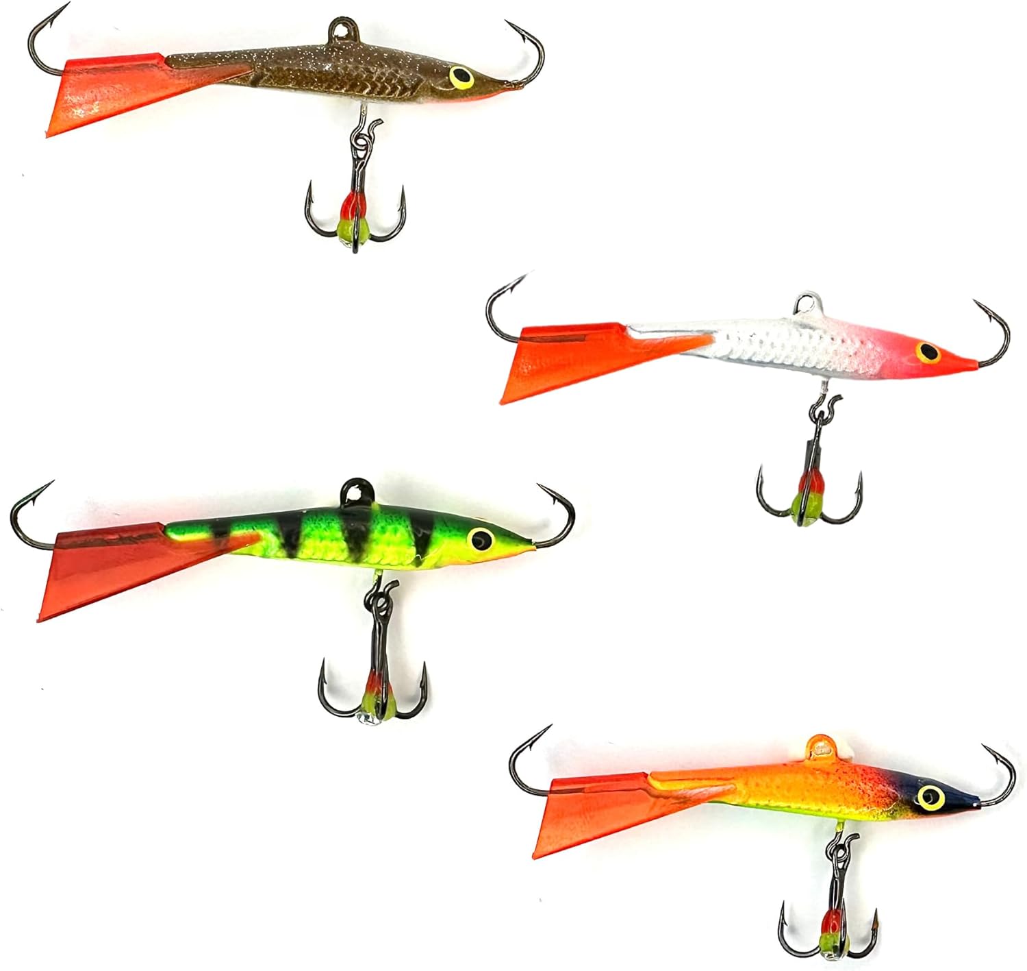 CERAMICON 4PCS 0.35oz/10g Ice Fishing Jigs Kit Ice