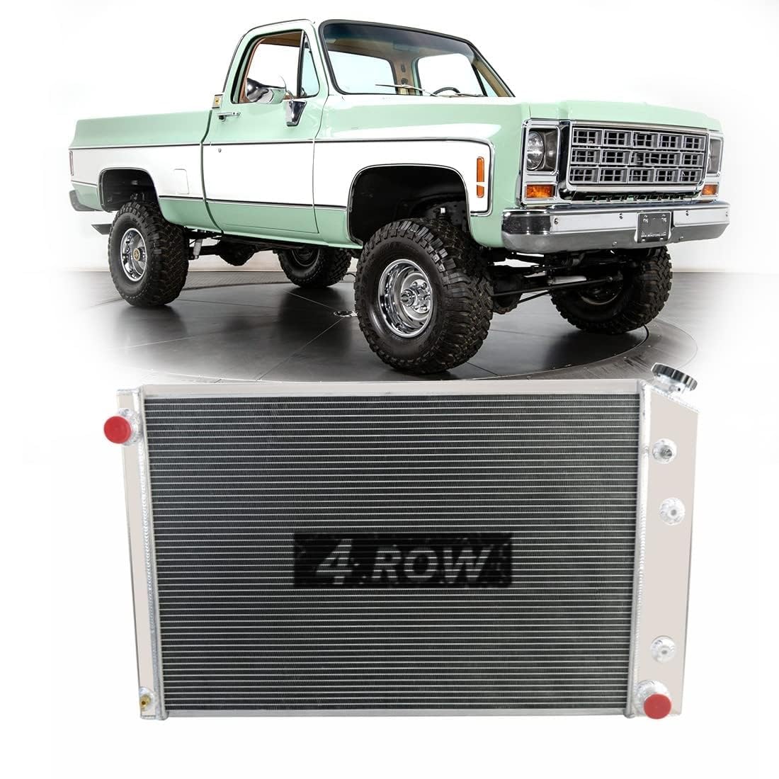 FonGoff 4-Row Aluminum Radiator For 1973-91 Chevy GMC C/K 10-30, Blazer, Suburban – V8, Auto/Manual, Lifetime Warranty