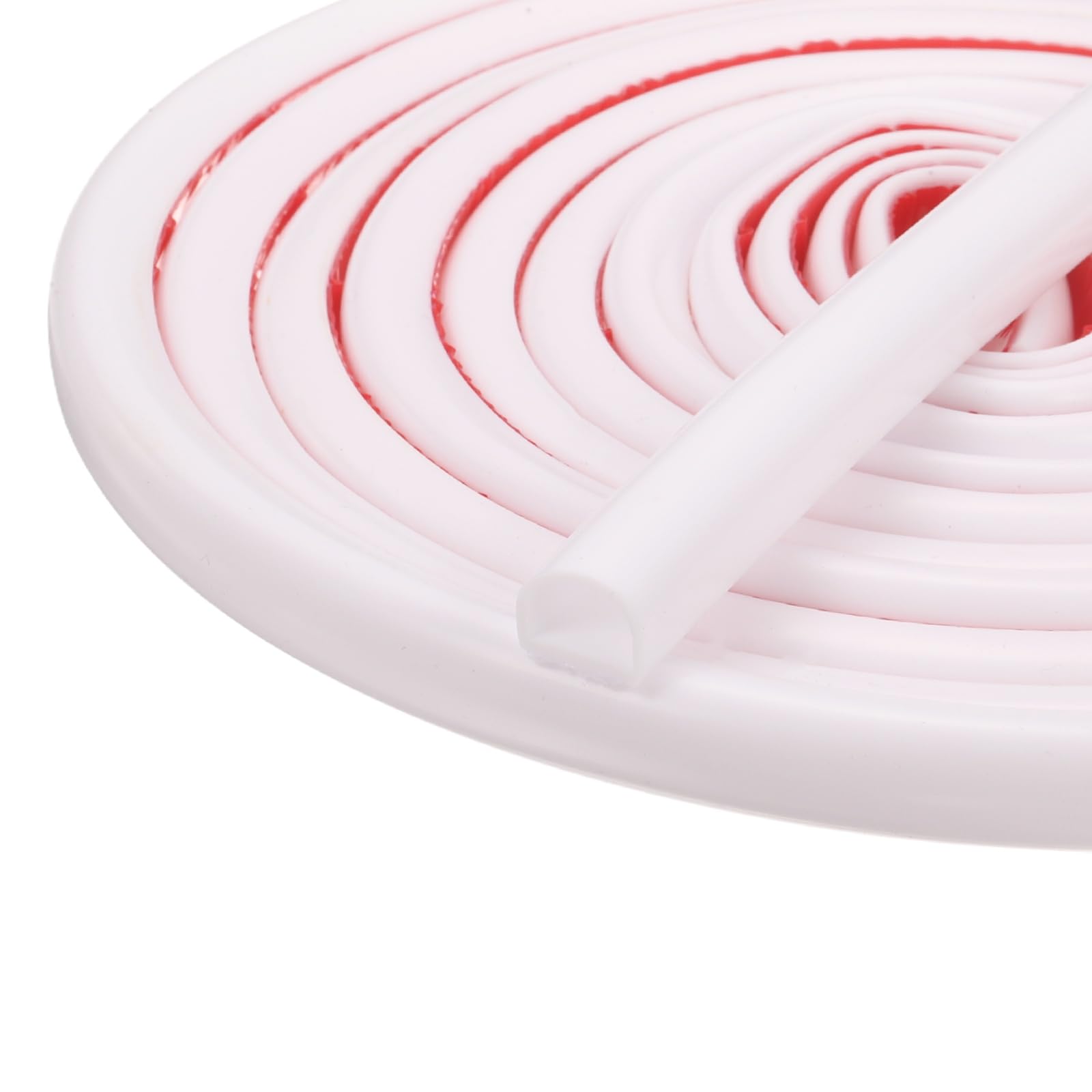 sourcing map 4 M Weather Stripping Door Seal, Silicone D Shaped Self-Adhesive Door Frame Soundproof Seal Strip for Doors Window Frame Gap Filler, Suit for 7-11mm Gap, White