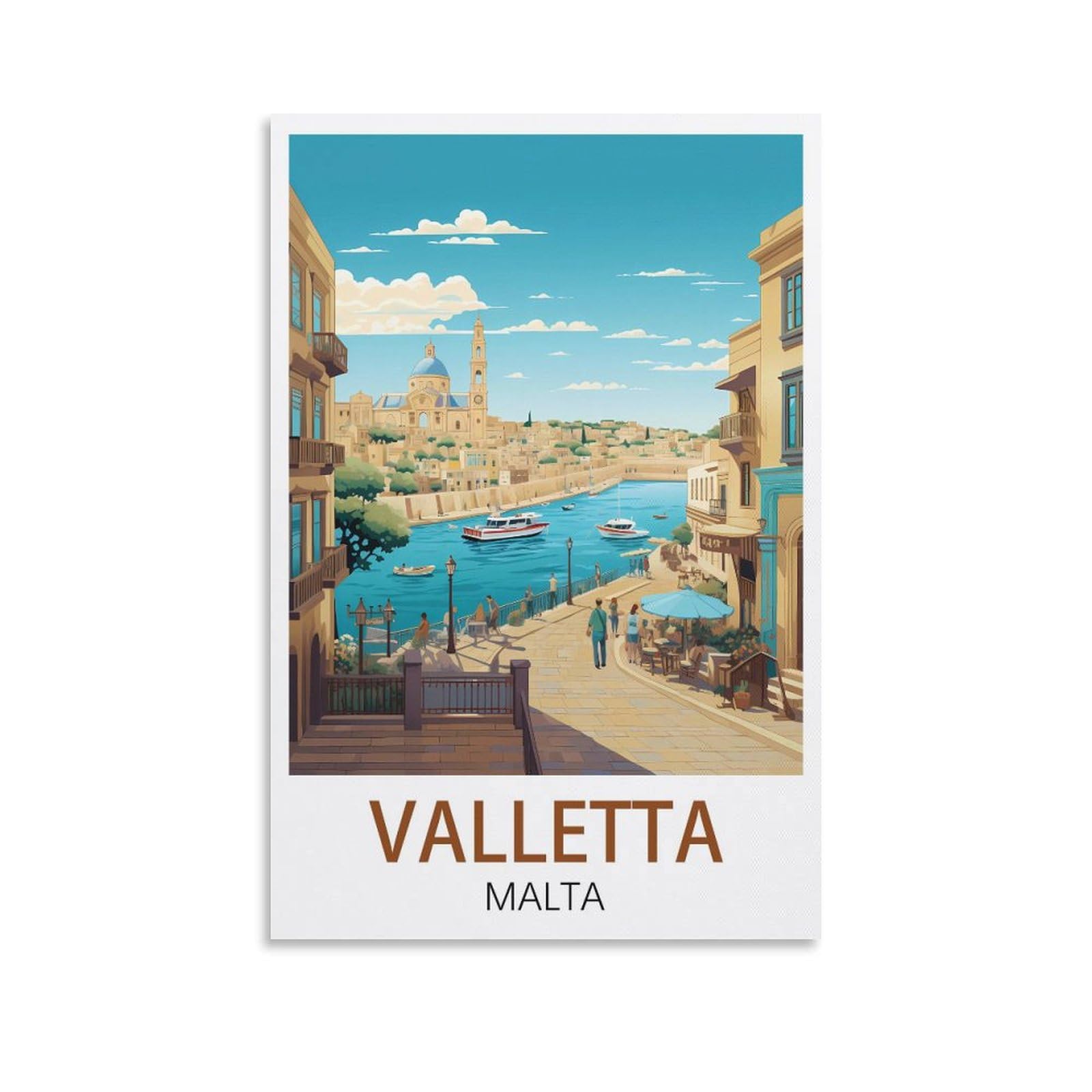 Baglev Unframe-Style Valletta Malta Vintage Travel Poster 12X18inch(30X45cm) Canvas Art Poster And Wall Art Picture Print Modern Family Bedroom Decor Posters