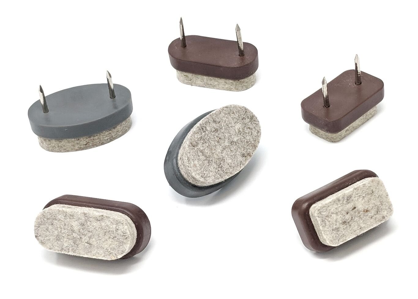 Nail-in Felt Furniture Pads Floors Protector Anti-Scratch Glides Premium Quality (Brown, 30mmx18mm - Pack of 100, 1x2mm Drill Bit) Made in Germany