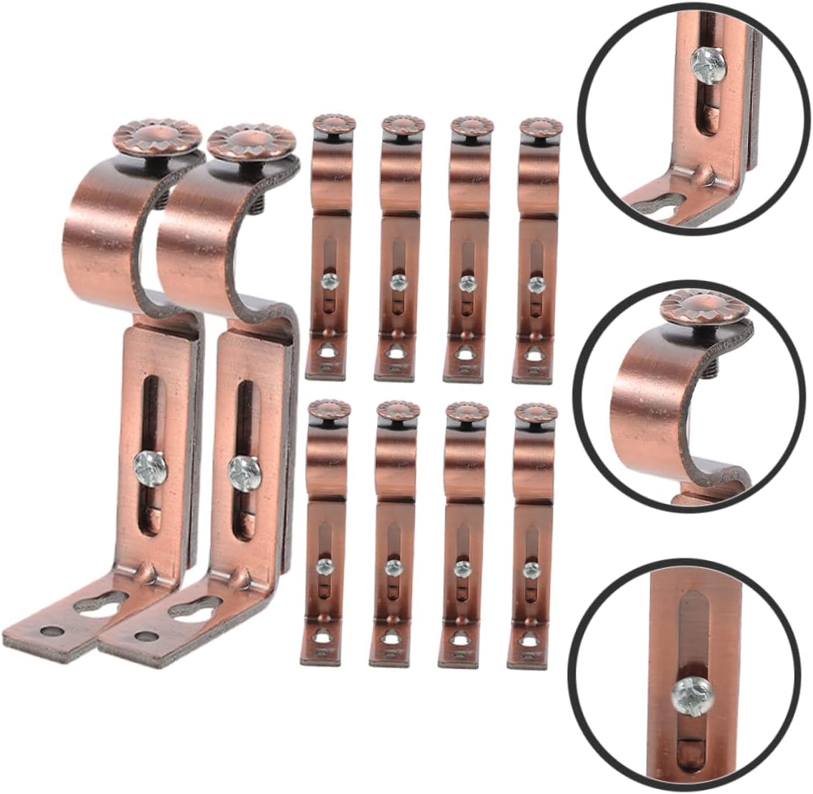 10pcs Wall Mount Curtain Rod Bracket Iron Curtain Rod Support Brackets for Drapes