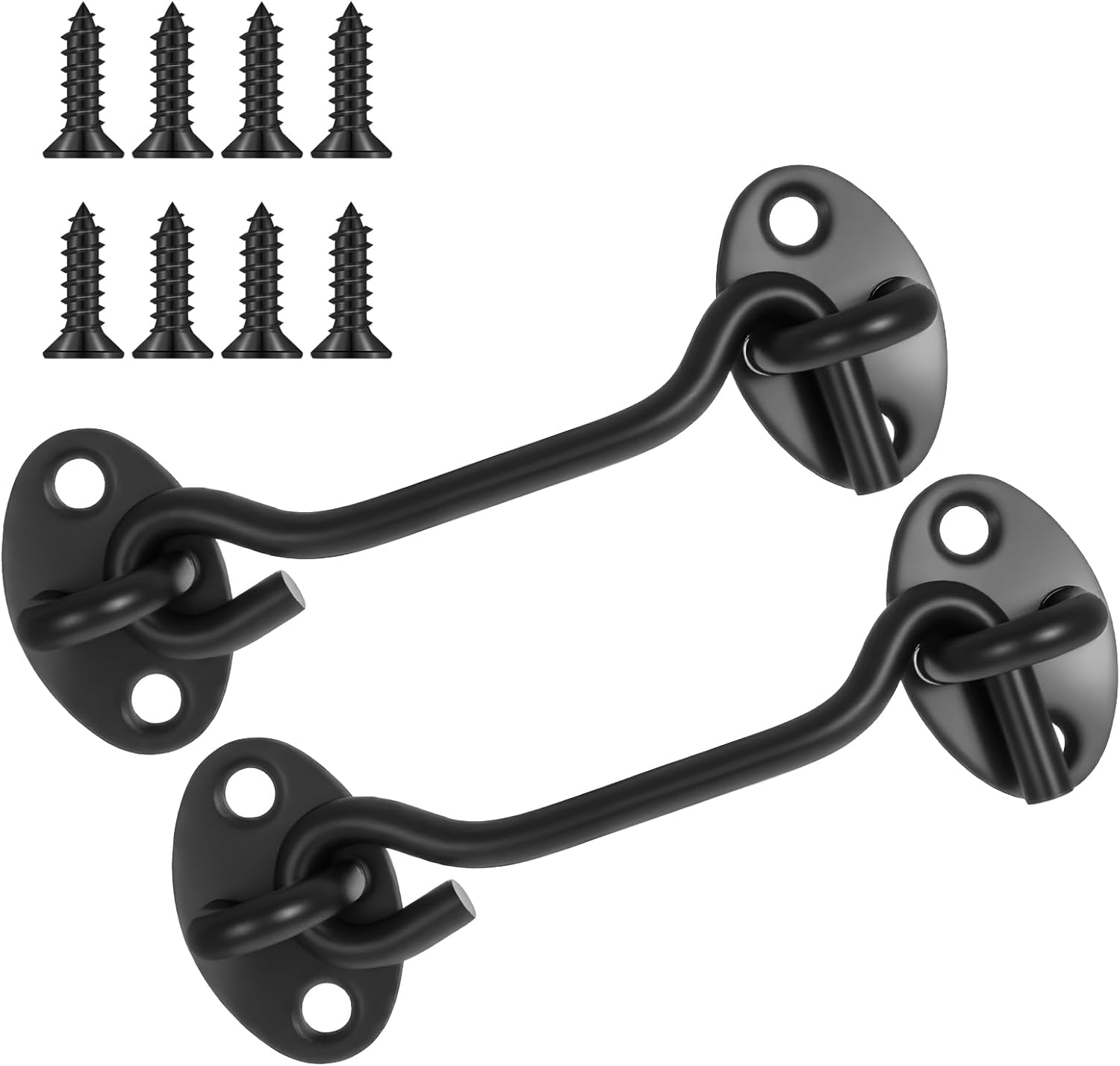 2 PCS 6'' Door Latch Door Lock Hardware, Stainless Steel Barn Door Lock Hook Eye Latch with Screws Heavy Duty Metal Gate Latch for Sliding Door Bedroom Outdoor Window Cabinet Bathroom