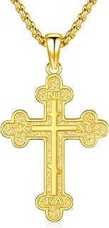 925 Sterling Silver Cross Necklace for Men, Protection Jewelry Religious Gifts with 22"+2" Rolo Chain