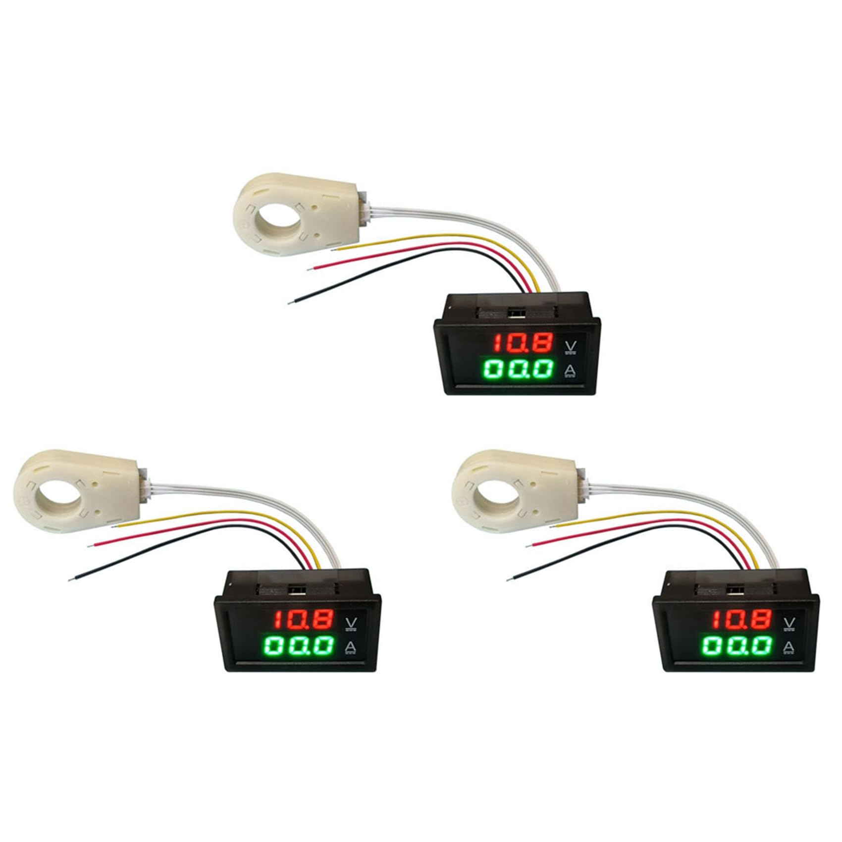 2 amperímetros, voltímetro CC, 0-300 V, 200 A, monitor de batería, LED, medidor de voltaje digital, 12 V, 24 V, 36 V, 48 V, 60 V para coche