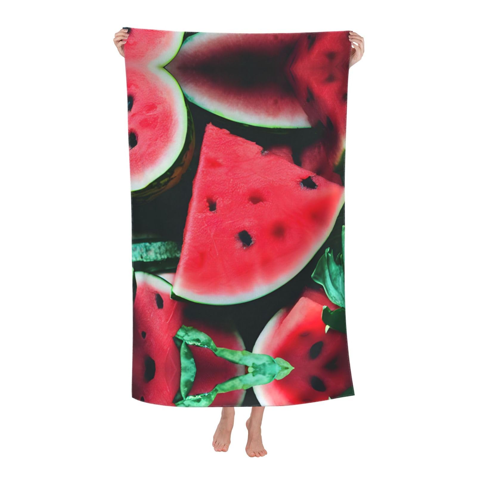 NImongt Red Watermelon Print Oversized Adult Beach Towel For Travel Weekend Getaways Festivals Camping Trips