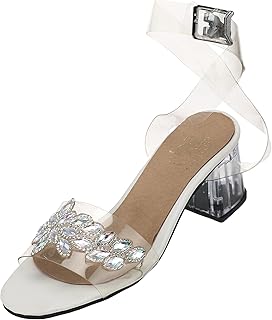 Madyos SANDAL with a heel of 3 cm, comfortable and style, WHITE 37 EU