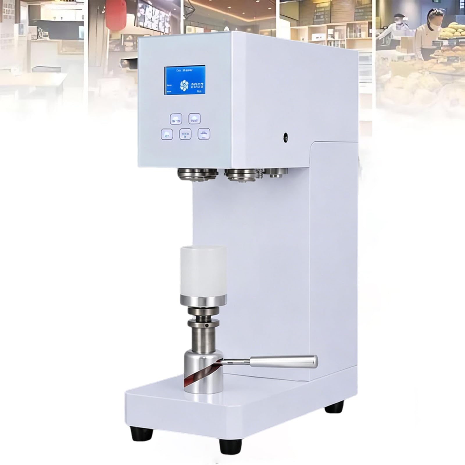 370W Tabletop Semi-Auto Can Sealing Machine with LED Display White