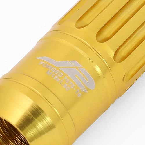 Miniatura 3 de J2 Engineering 7075 Aluminio Oro M12 x 1.5 16pcs L 3.150 in Spiky Cap Lug Nut w4pcs Lock+Key