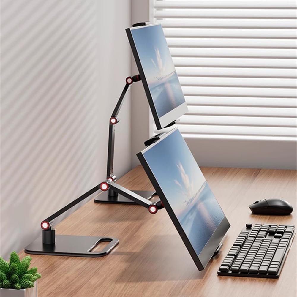 AiFeelife Portable Monitor Holder for 12-17.3 Inch Screen Metal Stand 16 Inch Universal Expandable Display Base 12.9inch Tablet Stand Adjustable 360° Swivel Monitor Desktop Clamp Stand