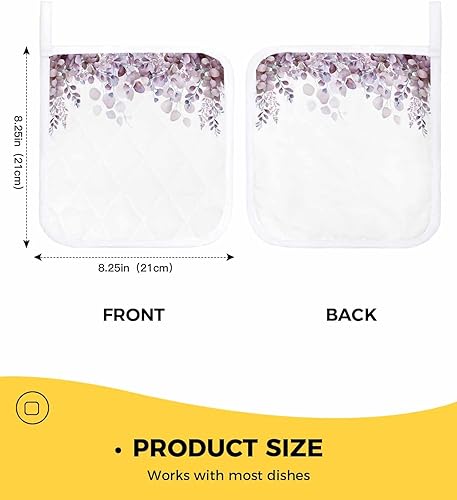 Miniatura 3 de 2 Packs Modern Eucalyptus Pot Holders Sets for Kitchen,Oven Pan Plate Bowl Pads Heat Proof Mat with Hanging Loop,Terry Cloth Potholders Soft Grip