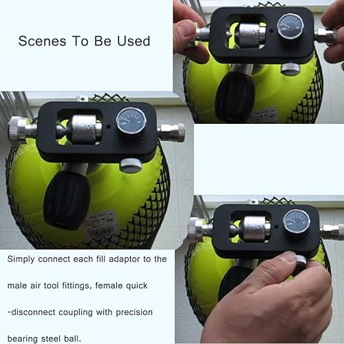 Miniatura 6 de Adaptador de buceo con válvula DIN, estación de llenado de paintball, adaptador de llenado de tanque HPA con manguera de aire de llenado de