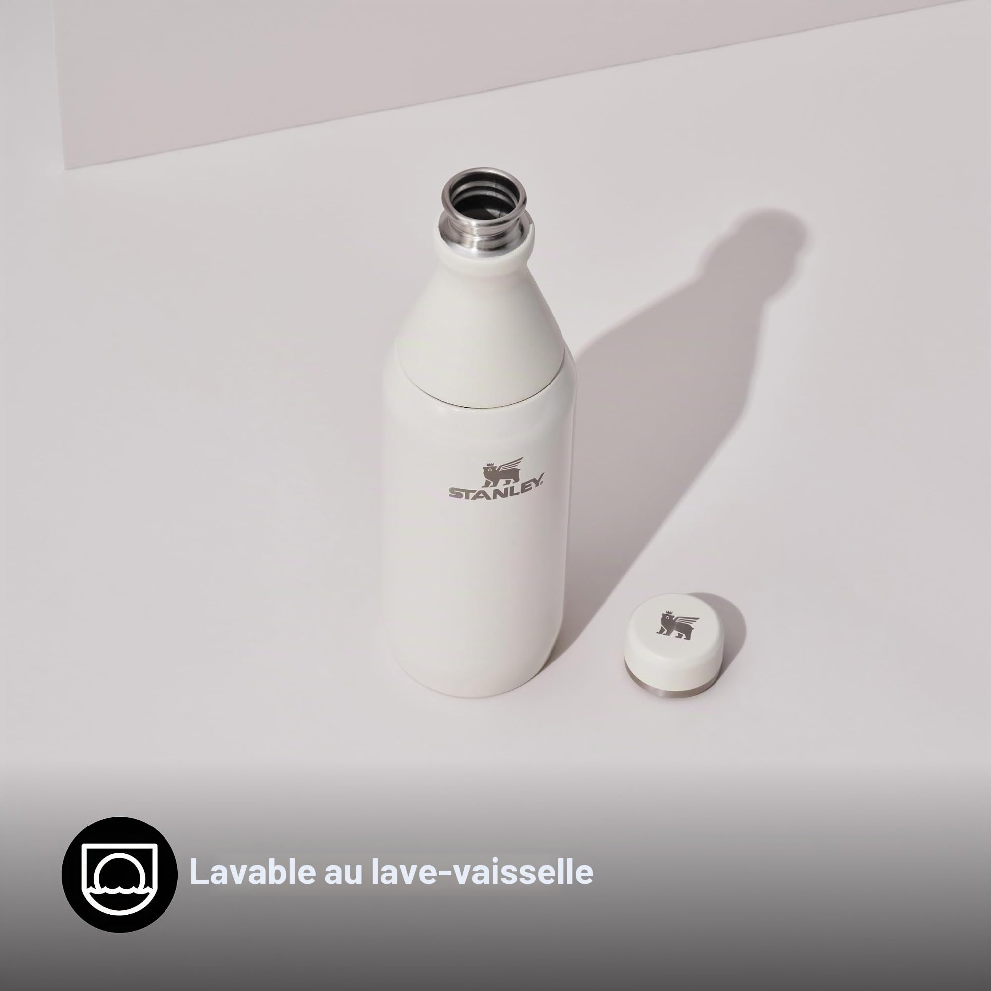 Stanley 1913 All Day Slim Gourde Isotherme 0.35L - Cream | Froid Pendant 3 Heures - Glacé Pendant 9 Heures - Acier Inoxydable Recyclé Sans BPA - Étanche - Bouteille D’Eau Compacte