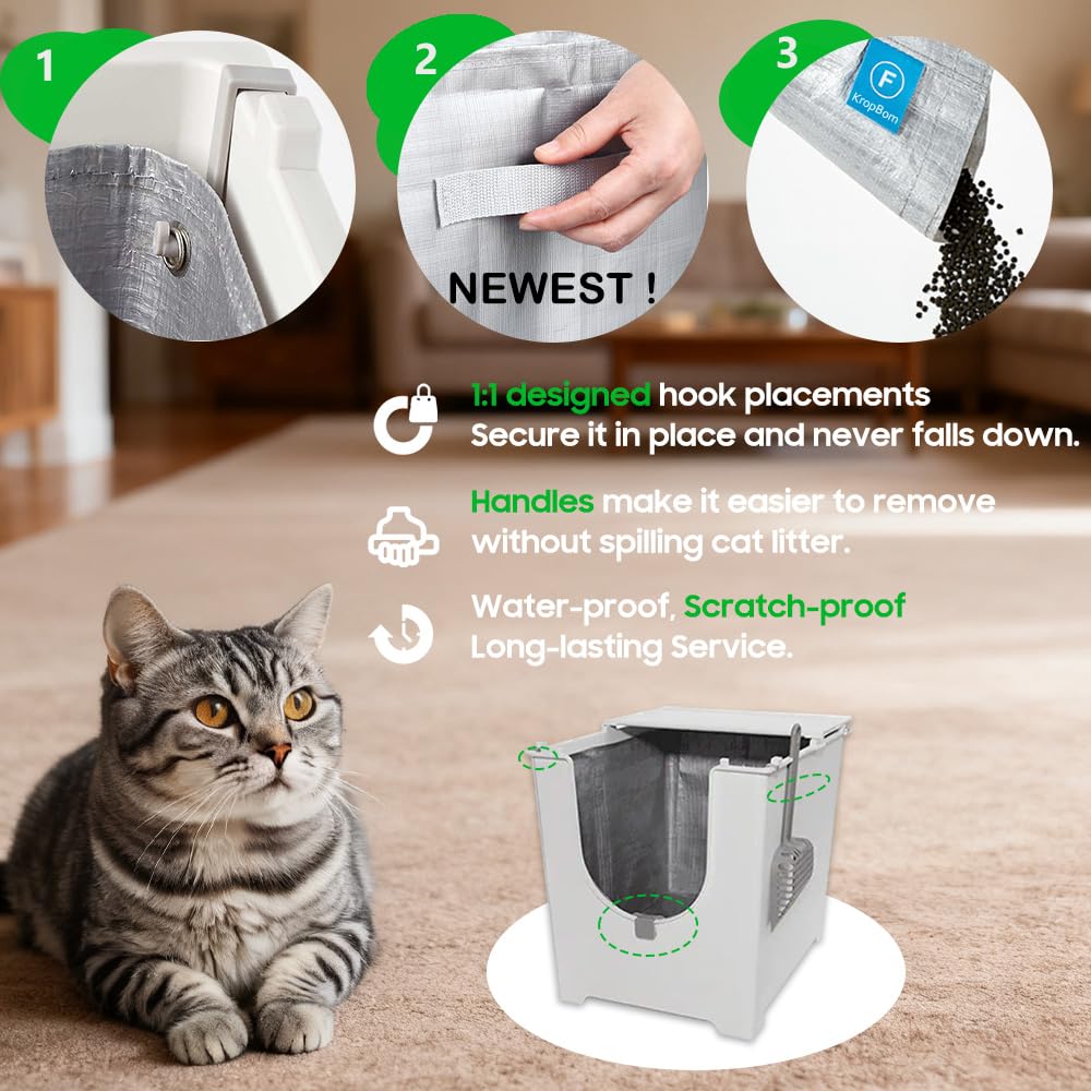 2 Stück, kompatibel mit Modkat Flip Katzentoiletteneinlagen, Typ F, wiederverwendbare Einlage Typ F mit Tragegriffen