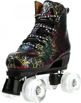 jessie Outdoor Roller Skates Women Adult with Light Up Wheels Black Quad Skating for Men Youth Boys Girls