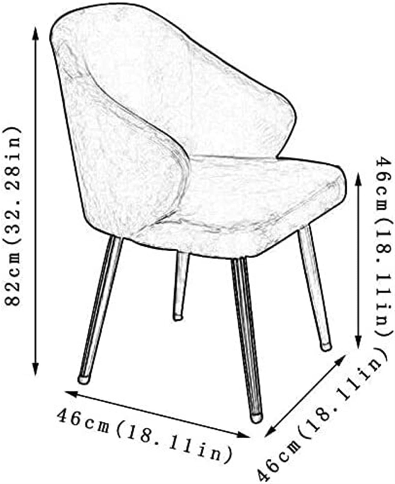 SJIALEN Modern Velvet Dining Chair, with Metal Legs Velvet Backrests Seat Lounge Chair Living Room Bedroom Kitchen Dining Chairs Kitchen Chair (Color : Red, Size : 46x46x82cm)