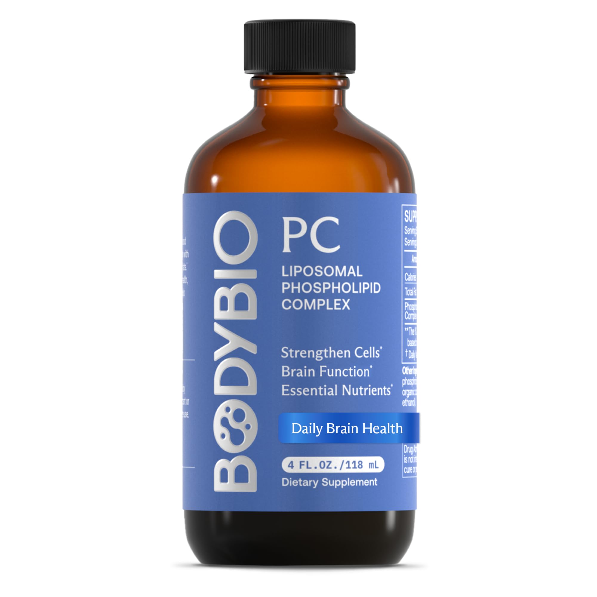 BodyBio - PC |118ML | Phosphatidylcholine + Phospholipids | Liposomal for High Absorption | Healthy Aging | Nootropics Booster | Enhance Focus, Memory, Cellular Repair