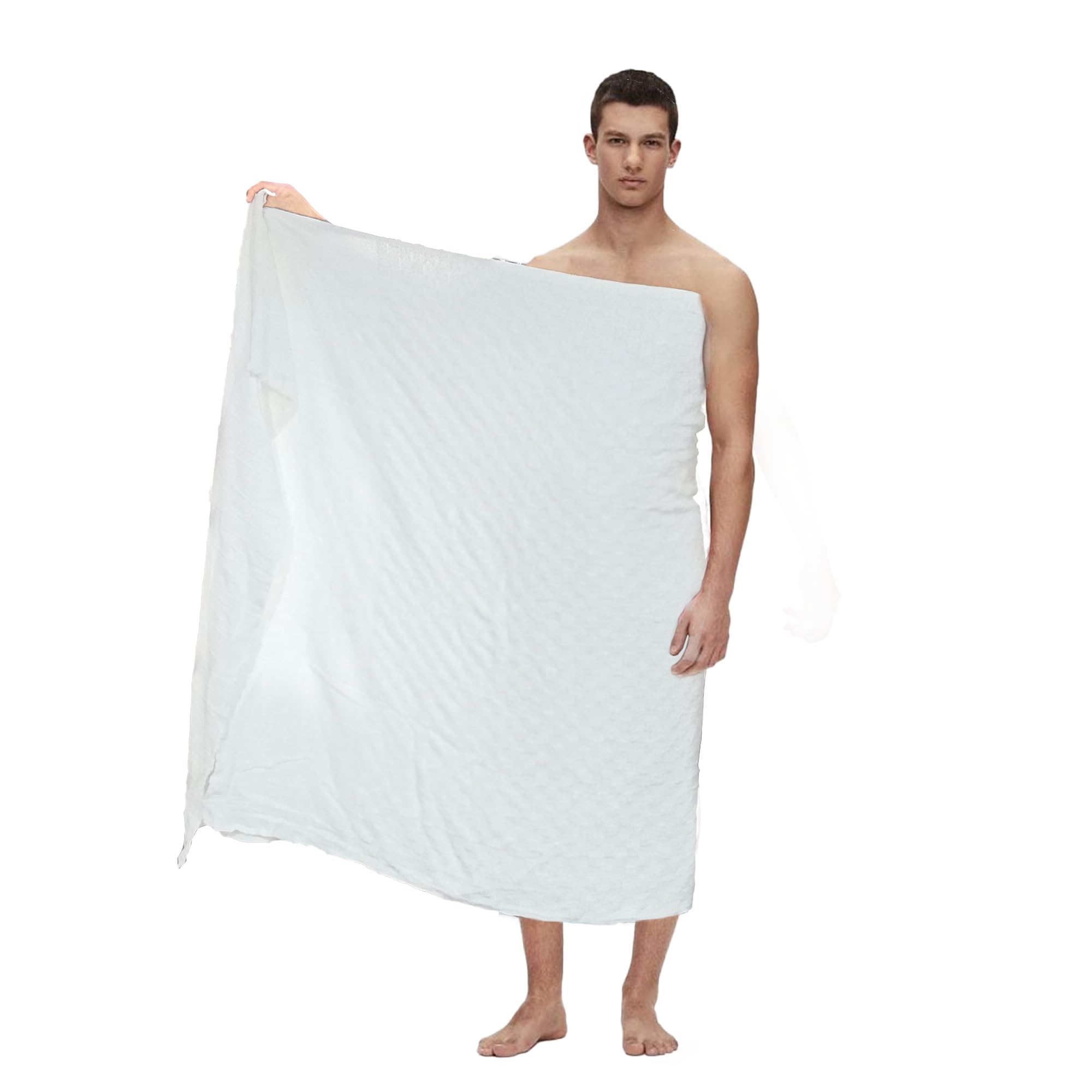 IHRAM koc 2-częściowy biały wysokiej jakości nowy design ręcznik hadżdż umrah mężczyźni chłopiec nastolatek Ahram FBA