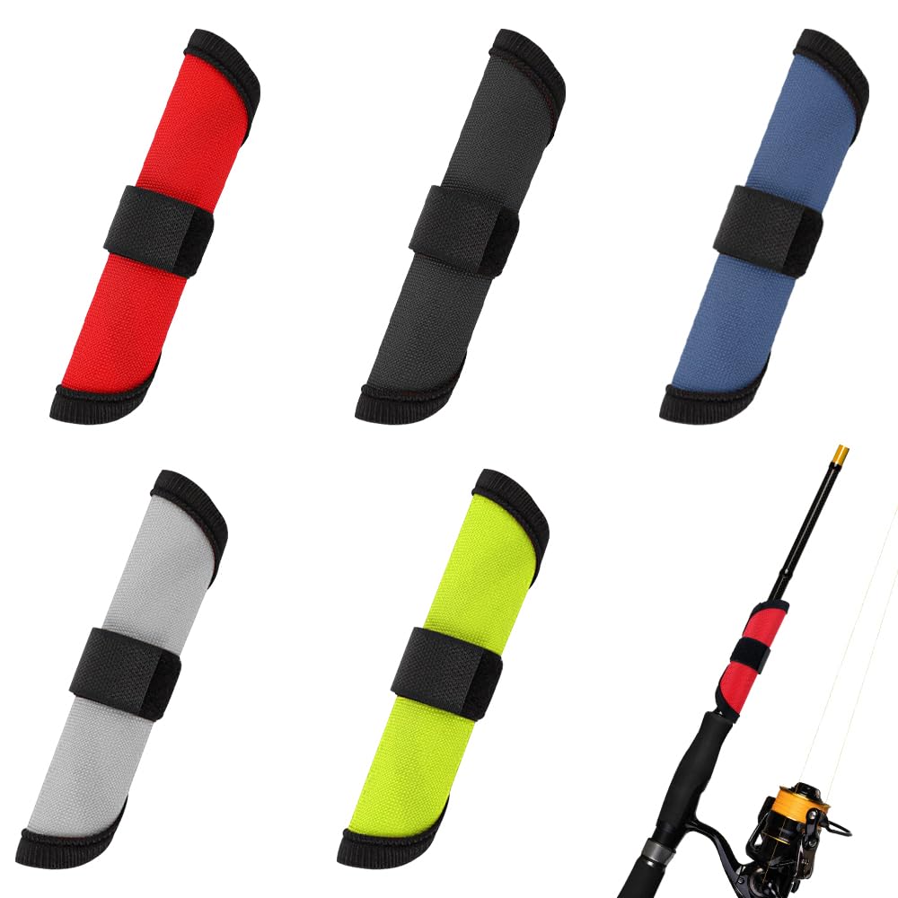 TRKETK 5 Pcs Lure Wrap Fishing Lure Covers Safety Wrap for Rod Storage Pole Sleeve Guard Portable Durable Tangle-Free to Keep Fishermen Fishing By Lake River Sea Safe for Fish Rod (5 Colors)