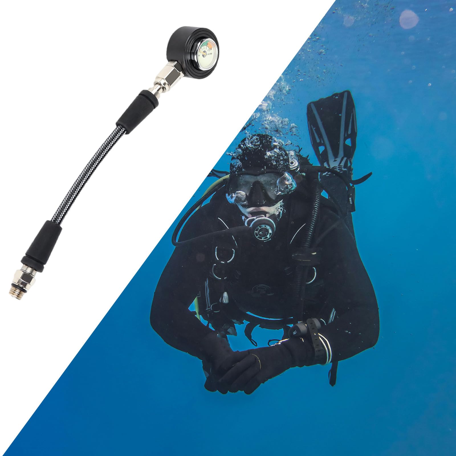 Manometro residuo subacqueo Manometro sommergibile luminoso con tubo altamente flessibile Accessori subacquei Attrezzatura subacquea