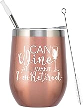 ElegantPark Funny Retirement Gifts for Women 2023 Retired Gifts for Her Retirement Wine Tumbler for Retired Teachers Friends Coworkers Boss Friends Travel Coffee Tumbler with Straw Rose Gold