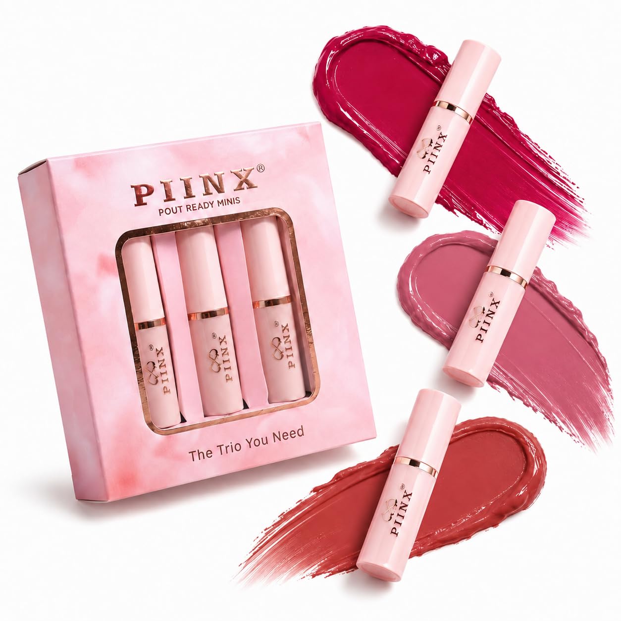 PIINX Mini Lipstick Combo Set of 3 - The Trio You Need | Long-Lasting 2 Matte & 1 Shiny Liquid Lipsticks | Travel-Friendly | One Swipe Pigmentation | (3x1.2 ml) (MOCHA MUSE, Set of 3)-image-23