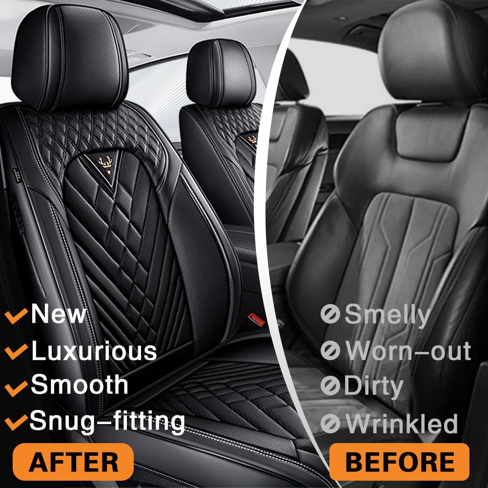 Fit for Toyota 4Runner Seat Covers 2000-2026, Nappa Leather, 360° Full Protection, Thick Padding & Memory Foam, Waterproof & Stain-Resistant Car Seat Cover (Full Set,Black)