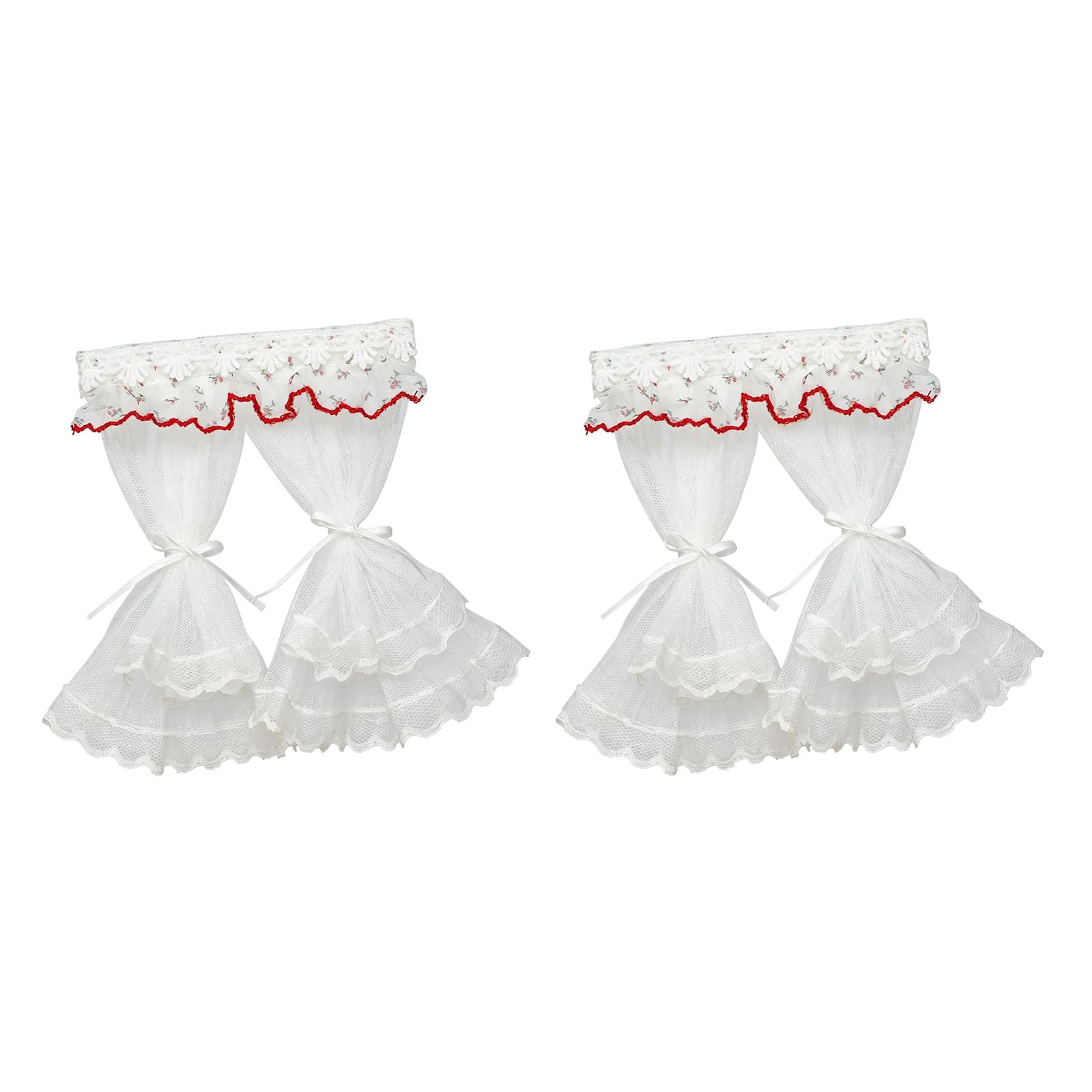 2 Pieces Hand Sewn Dollhouse Curtain Lace Window Curtain Scene Arrangement Dollhouse Curtain for Adult Collectors and Miniatures Lovers