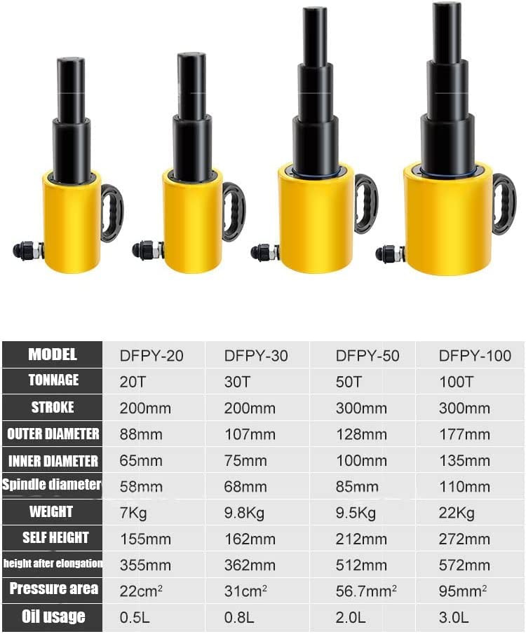 Image of NEWTRY 100 ton Hydraulic Ram Jack Multi-Section Stoke 300mm(11.8inch) Short Type Protable Hydraulic Cylinder Industrial Lifting Jack, not for Car (100T)
