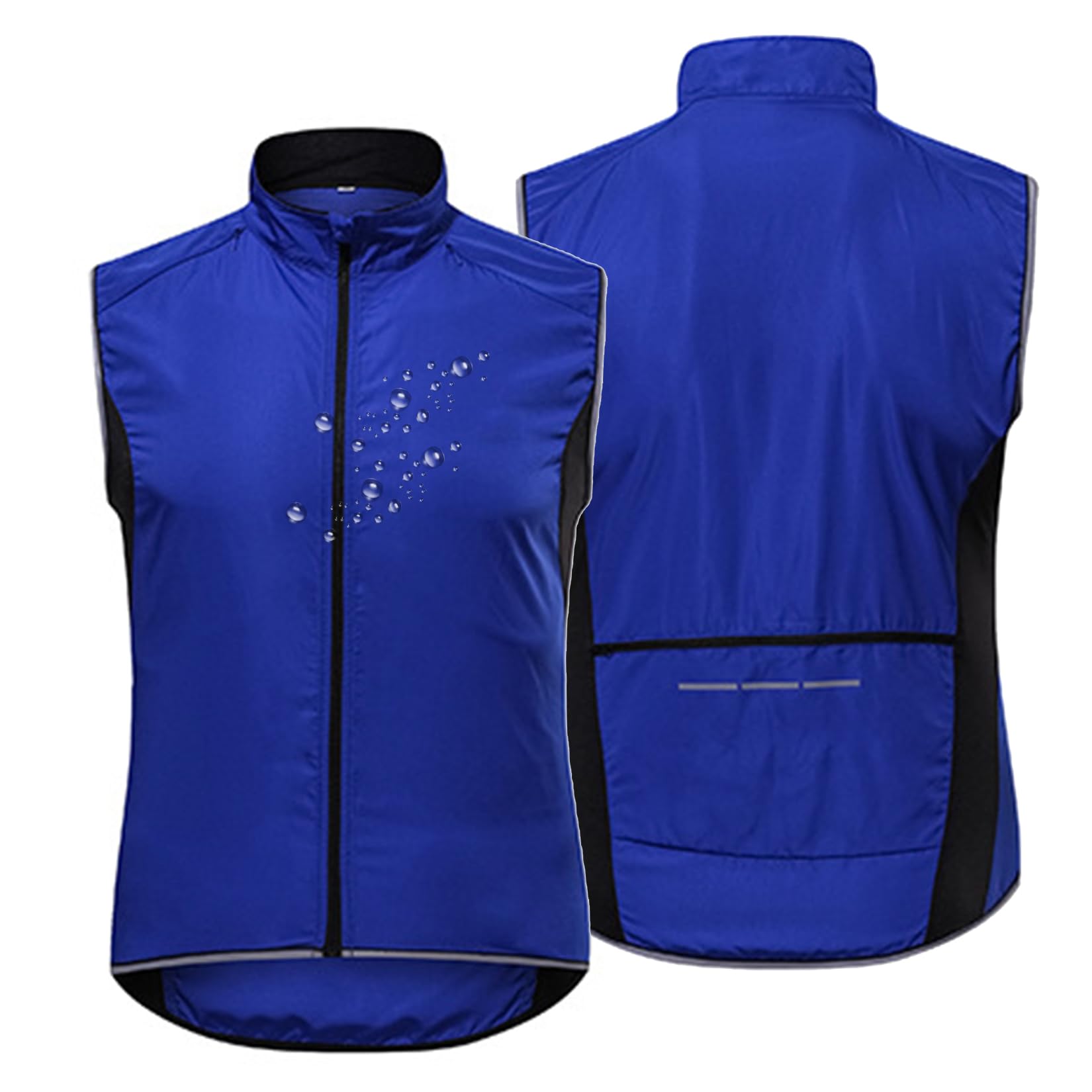 MODRYER Men's Cycling Gilet Waterproof Breathable Mountain Bike Vest Windproof Sleeveless Running Tops Cycling Jersey Sport Jacket Lightweight Softshell Gilet Cycling Vest,Blue-5XL