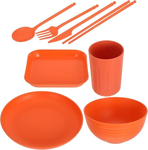 1 juego de cubiertos de viaje para juegos de microondas, lavavajillas, tazón apto para platos inastillables, vajilla portátil, vajilla para el