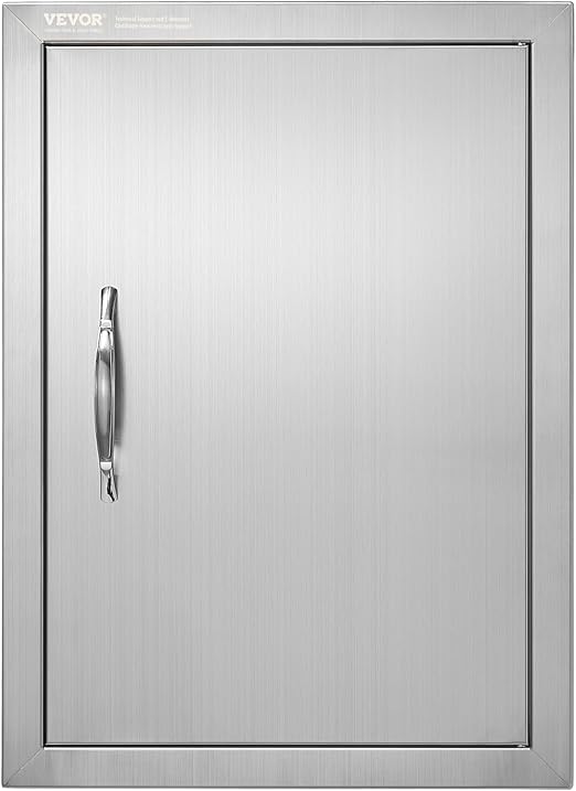 VEVOR Outdoor BBQ Access Door, 16W x 22H Inch, Stainless Steel Flush Mount, Vertical Door with Handle for Grilling Station