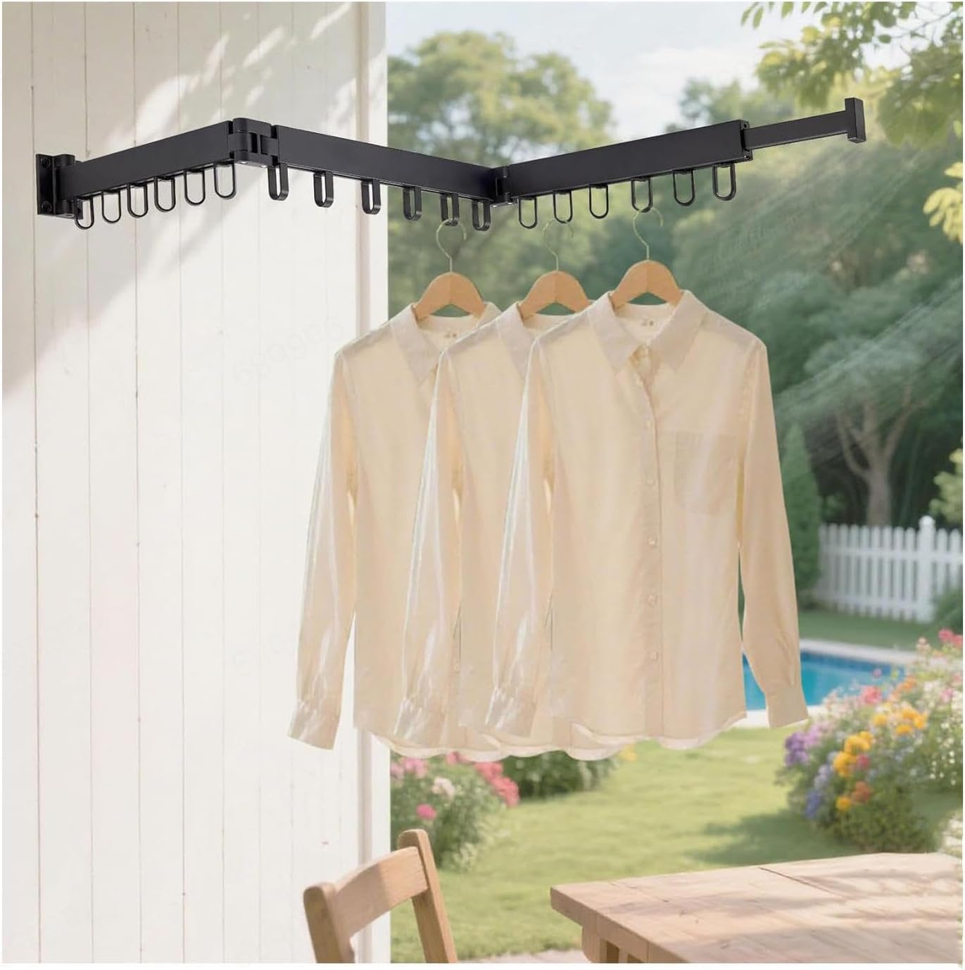 Laundry Drying Rack Collapsible Scalable Wall Mounted Clothes Rack for Balcony,Laundry,Bathroom,Black-120cm(47in)