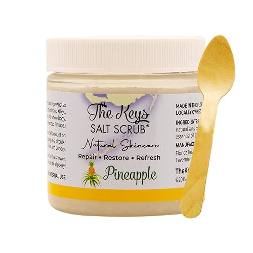 Miniatura 42 de The Keys Salt Scrub -Exfoliante de sal marina - Exfoliante corporal con cuchara de madera - Exfoliante hidratante para manos, pies, baño, (3.4 onzas