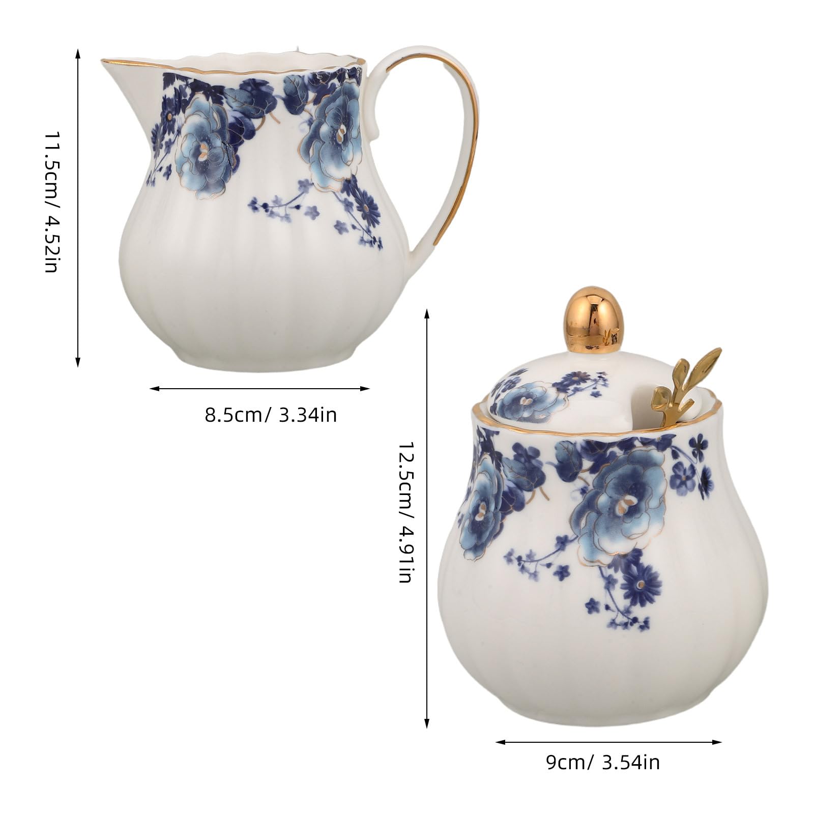 Operitacx 1 Set di zuccheriera e lattiera in Ceramica: zuccheriera e lattiera in Porcellana con Coperchio e cucchiaino, con Manico, Set da caffè per Bar Domestico