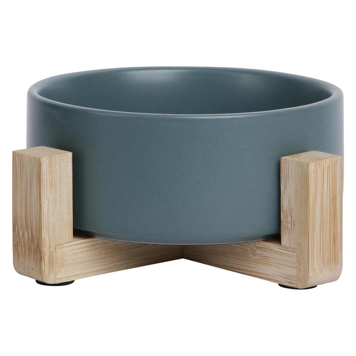 JACK AND VANILLA, Bon Appetit Eco Friendly Ceramic Pet Bowl with Bamboo Stand, 1800 ml Capacity, Stylish Design, Green, Ideal for Dogs and Cats, Bon Appetit Model