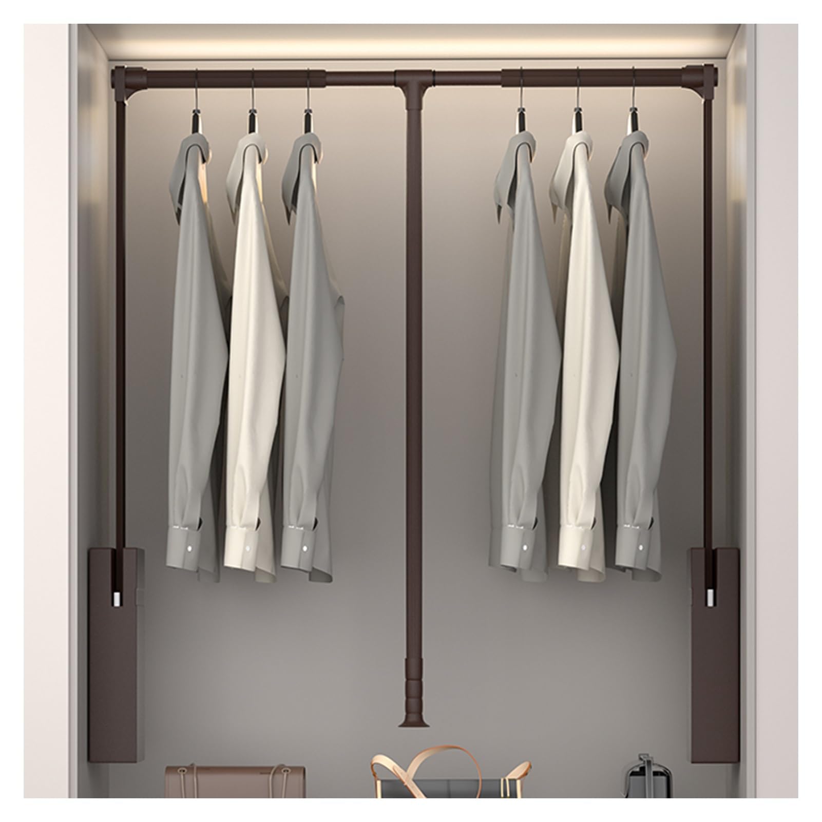 Optimiser un grand dressing avec la tringle de penderie rabattable et télescopique de 122 cm