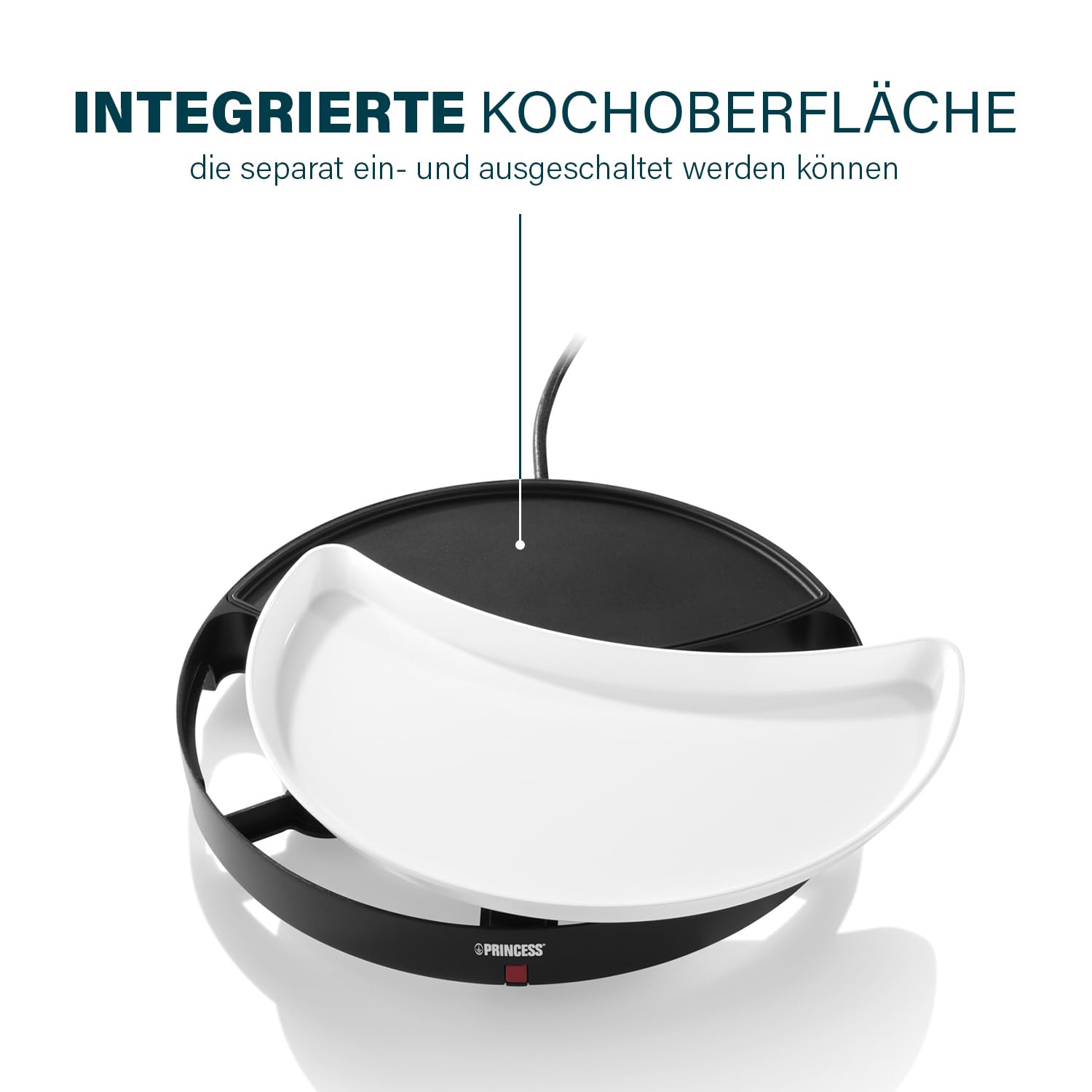 Princess Dinner4All Tischgrill für bis zu 4 Personen – abnehmbare Porzellanplatten; 103080